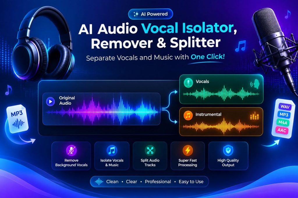 AI Audio Vocal Isolator, Remover & Splitter